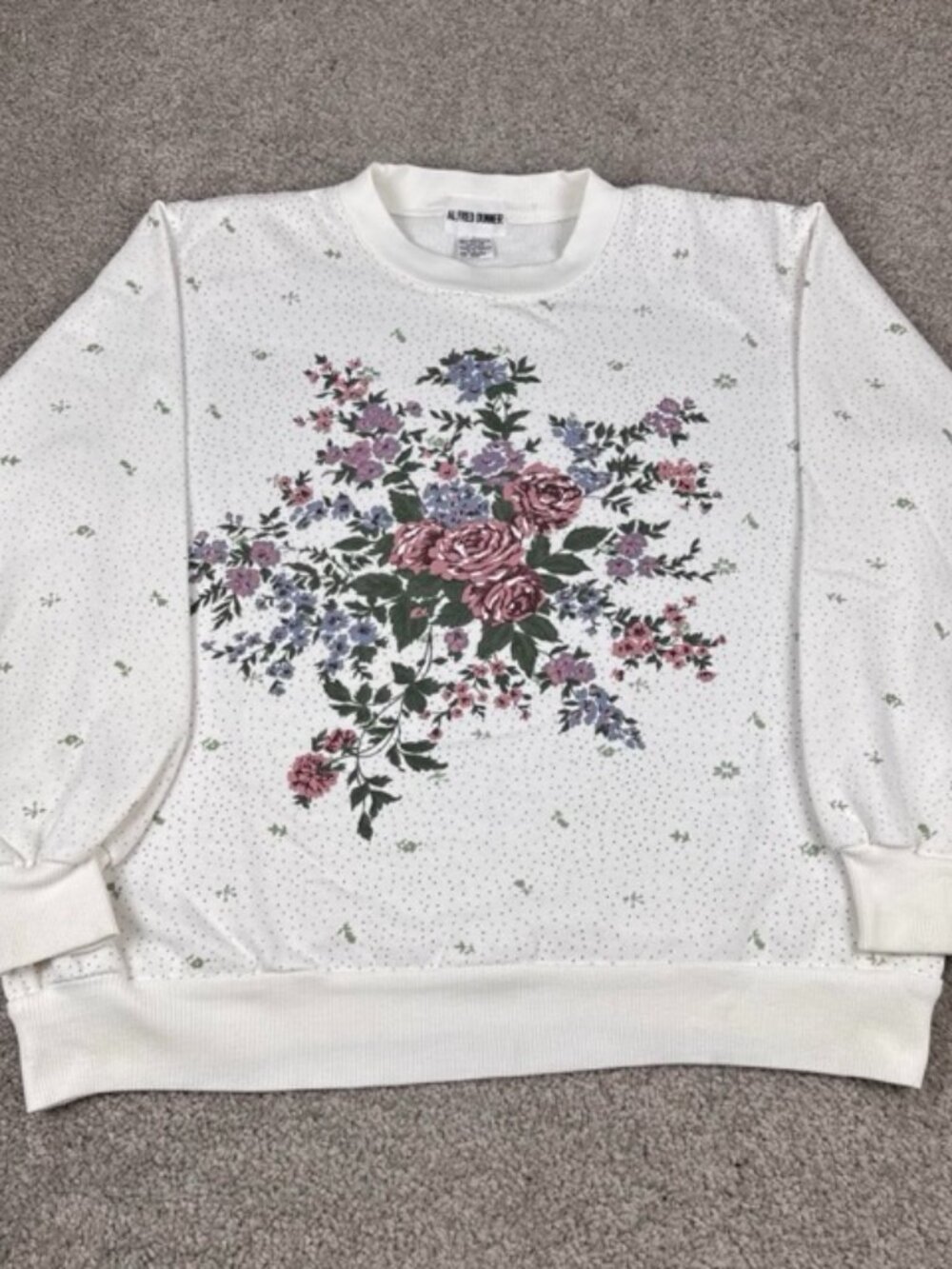 VTG Alfred Dunner Floral Sweatshirt Women's Large All Over Print Cottage Grandma